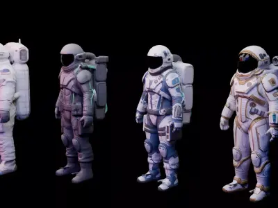 Astronaut Spacesuits 3D Model Low-poly 3D model