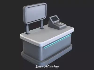 Futuristic Cash Register  3D Sci-Fi Checkout Counter  3D model