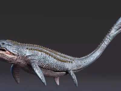 Low poly Realistic Dinosaur - Mosasaur Low-poly 3D model