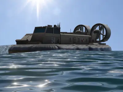 Hovercraft floating in water Low-poly 3D model