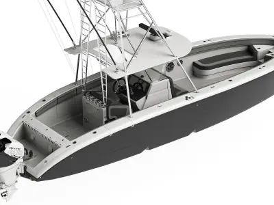 Sport fishing boat Black 3D model