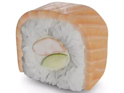 Sushi Salmon tiger prawn cucumber cream 3D model
