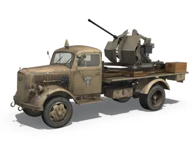 Opel Blitz with 2cm Flak 38 - DAK 3D model
