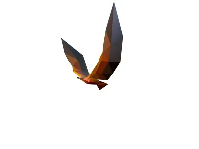 Animated Steppe Eagle Lowpoly Art Style Low-poly 3D model