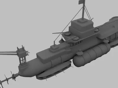  BATTLE SHIP MODEL Low-poly 3D model