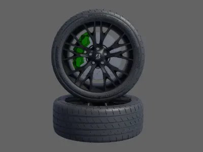3D 3d Wheel Model of Bridgestone Potenza S007A RFT Low-poly 3D model
