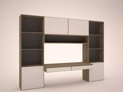 Study table and book shelf Free 3D model