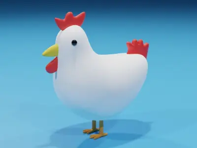 Cartoon Lovely Chicken Low-poly 3D model