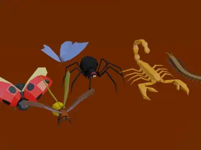 Lowpoly Rigged Animals Pack Low-poly 3D model