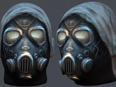 Gas mask helmet 3d model military combat fantasy cyborg Low-poly 3D model