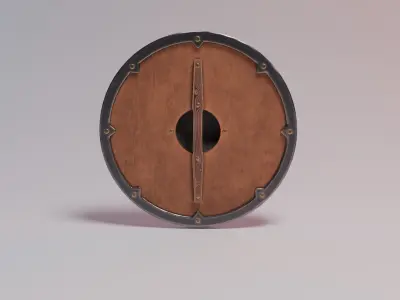 Stylized round shield Low-poly 3D model