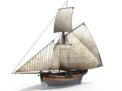 HMS Alert 1777 Cutter Low-poly 3D model