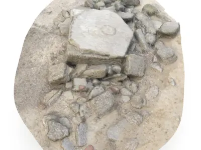 WW2 Destroyed Gun Casemate 2 in Low and High Poly Low-poly 3D model