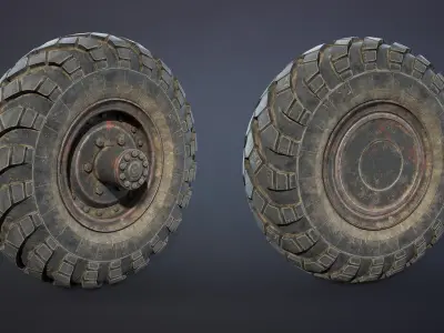 Truck Wheel 02 GAZ-66 Low-poly 3D model
