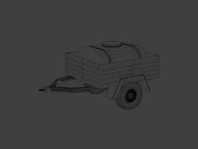 Military Water Bowser on Trailer Low-poly 3D model