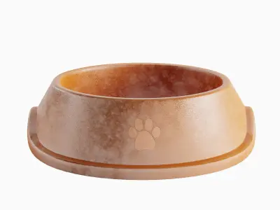 Used Metal Dog Bowl 01 3D model