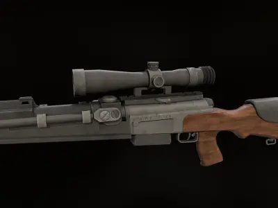 FR-f2 sniper rifle Low-poly 3D model