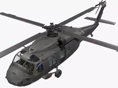 UH-60 Black Hawk Dark Basic Animation 3D model