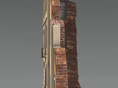 Abandoned Building facade french Low-poly 3D model