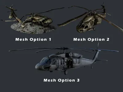 Sikorsky UH60 Black Hawk Military Helicopter Game Ready Pack 04 Low-poly 3D model