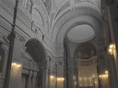 Interior Classic Hall Cathedral St Maria Maddalena - Rome-Italy 3D model