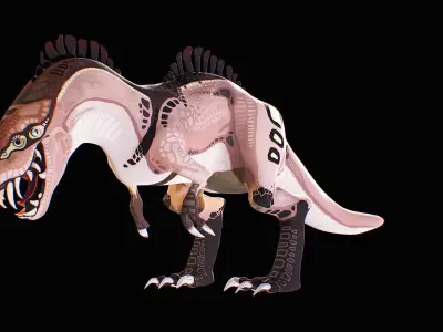 Alien Dinosaur Cartoon Gameready Low-poly 3D model