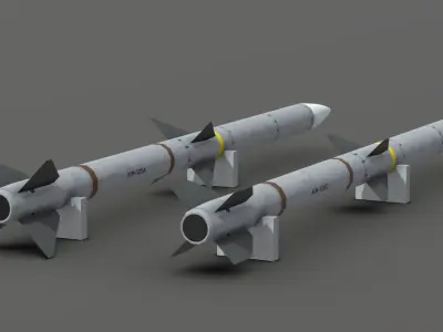 AIM-120A AIM-120C AMRAAM American Air to Air BVR Missile Low-poly 3D model