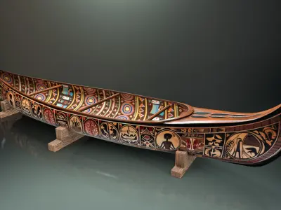 Historic-Canoe Low-poly 3D model