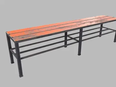 Old Wooden Bench Low-poly PBR Free low-poly 3D model