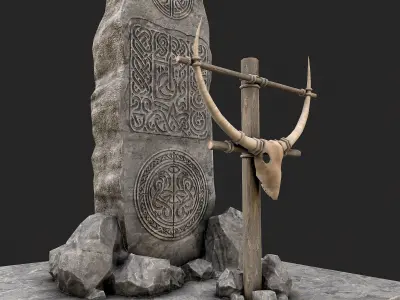 Viking Runestone Totem Collection Low-poly 3D model