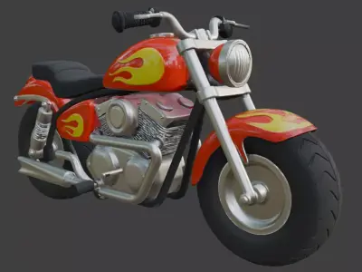 Stylized Cruiser Motorcycle 3D Model 3D model purchase
