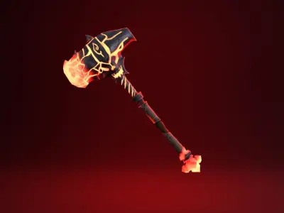 Fantasy Hammer - Fire Version Low-poly 3D model