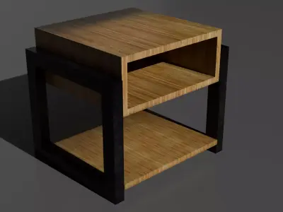 wooden side table-4k texture low poly furniture model  Free low-poly 3D model