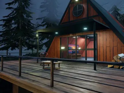 CABIN IN THE WOODS - VR WORLD - GAME READY Low-poly 3D model