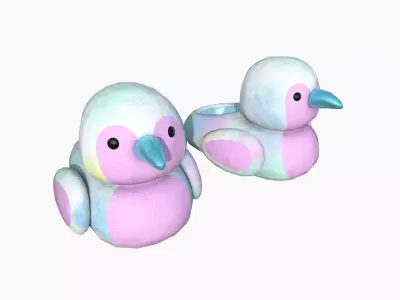 Slippers J10 Colored Bird - Costume Character Design Low-poly 3D model