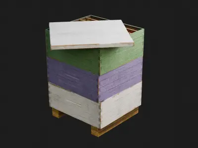 Stacked beehive with 4K Textures 3D model
