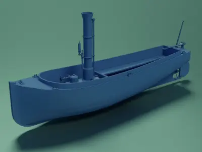 Steam Lifeboat Low-poly 3D model