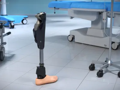 Microprocessor Prosthetic Leg with Foot Black 3D model