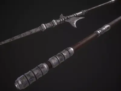 Medieval Halberd Melee Weapon Low-poly 3D model
