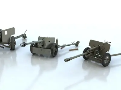 Anti tank guns ww2 3D model