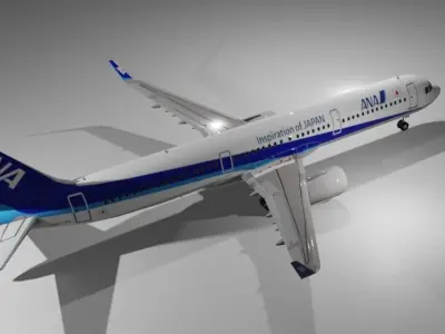 ANA Airbus a321neo 3D Model Low-poly 3D model