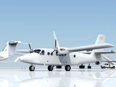 De Havilland Canada DHC-6 Twin Otter Static Low Poly Low-poly 3D model