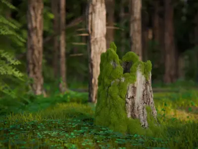 Tank in the Forest 3d Scene 3D model