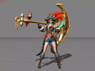 Ruby Pirate Parrot Low-poly 3D model