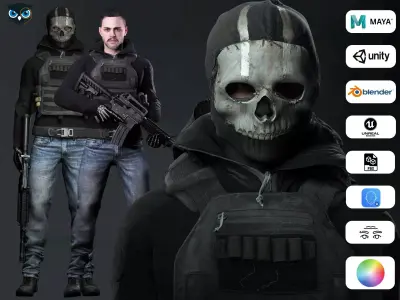 Spectral Infiltrator - Kiven s steath Ensemble In Nightfall Blue Low-poly 3D model