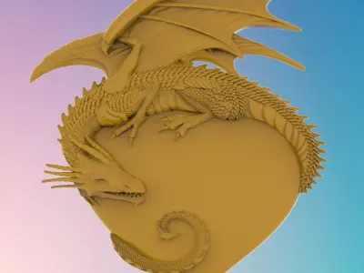 Dragon on the heart 3D MODEL STL FILE FOR CNC ROUTER LASER 3D print model