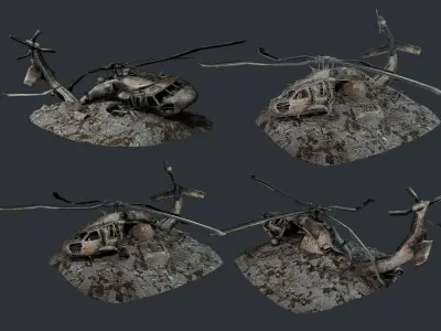 Sikorsky UH60 Black Hawk Military Helicopter Game Ready Pack 08 Low-poly 3D model
