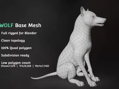 Wolf Base Mesh Free 3D model
