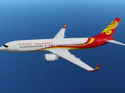 Hainan airlines Boeing 737-800 3D model lowpoly  Low-poly 3D model