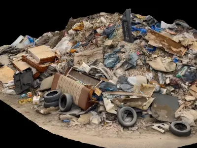 trash pile mixed trash front part photogrammetry Low-poly 3D model